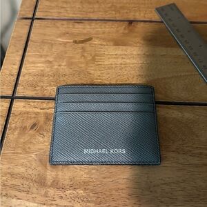 Michael Kors Gray Saffiano Leather Card Holder